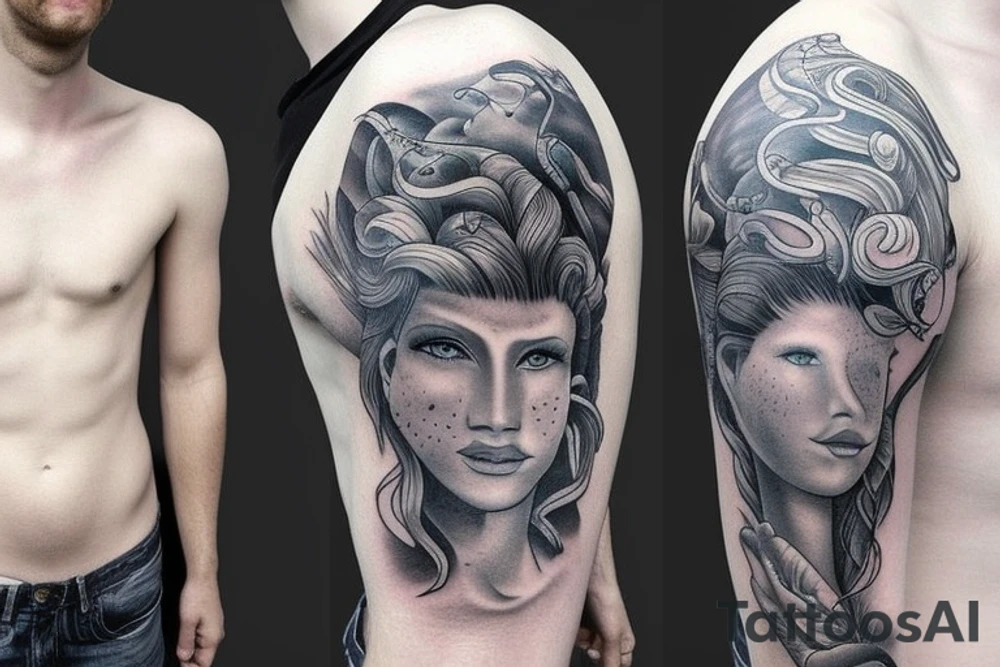 realistic merman tattoo idea