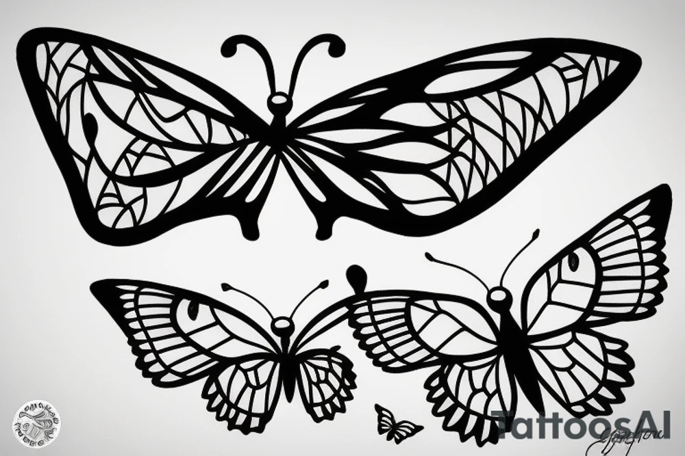 Green tea and butterflies tattoo idea