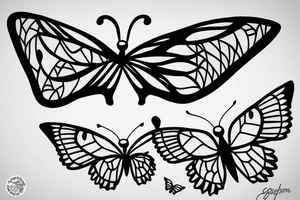 Green tea and butterflies tattoo idea