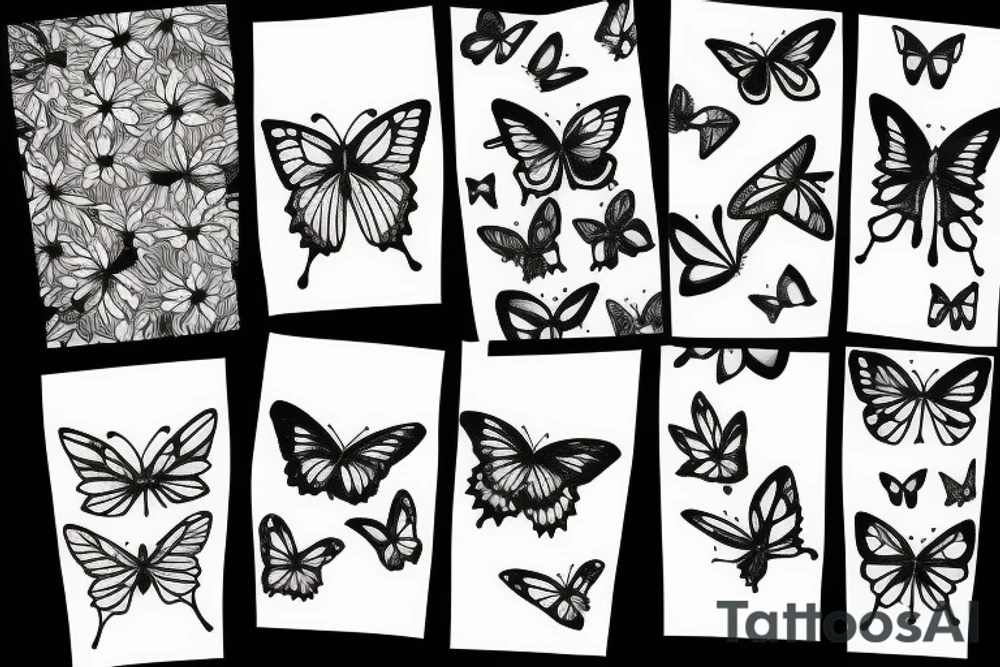 Green tea and butterflies tattoo idea