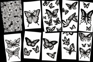 Green tea and butterflies tattoo idea