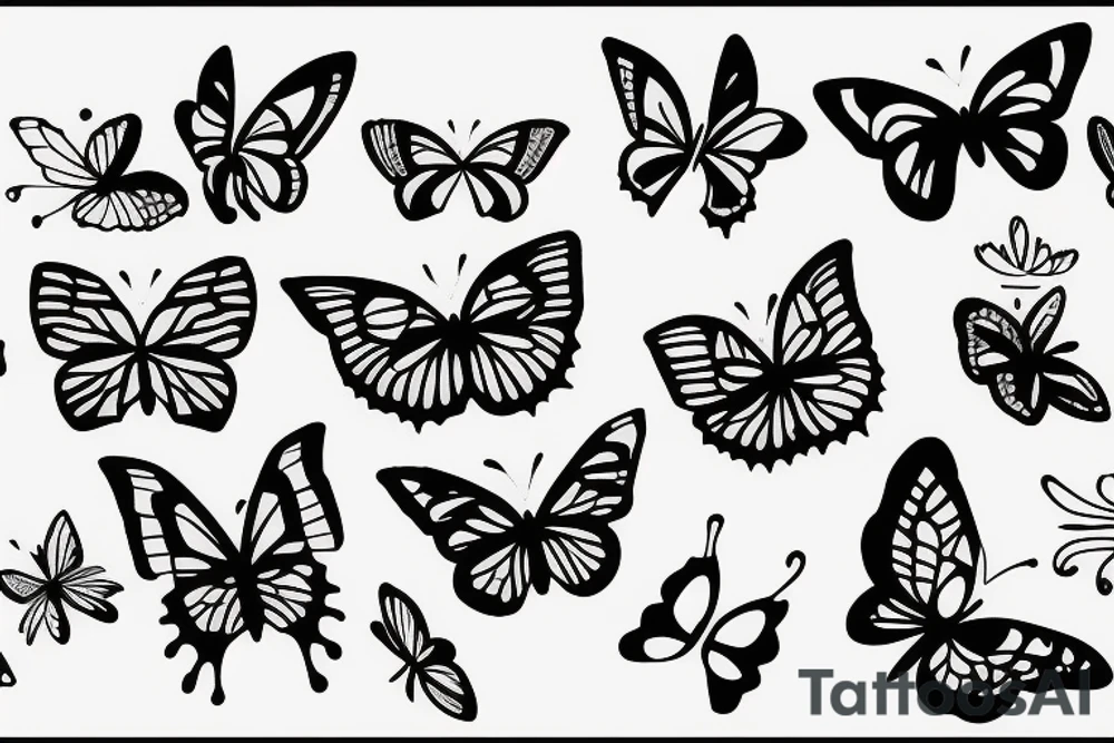 Green tea butterflies tattoo idea
