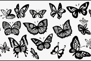 Green tea butterflies tattoo idea