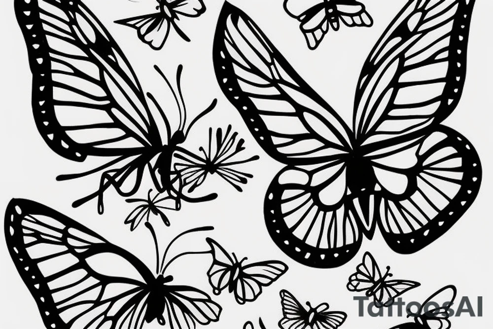 Green tea butterflies tattoo idea