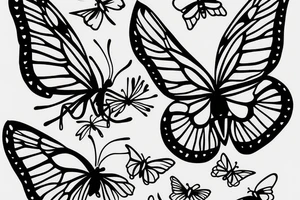 Green tea butterflies tattoo idea