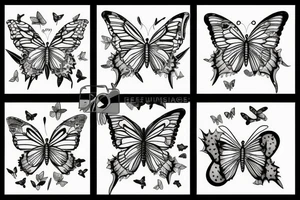 Green tea butterflies tattoo idea