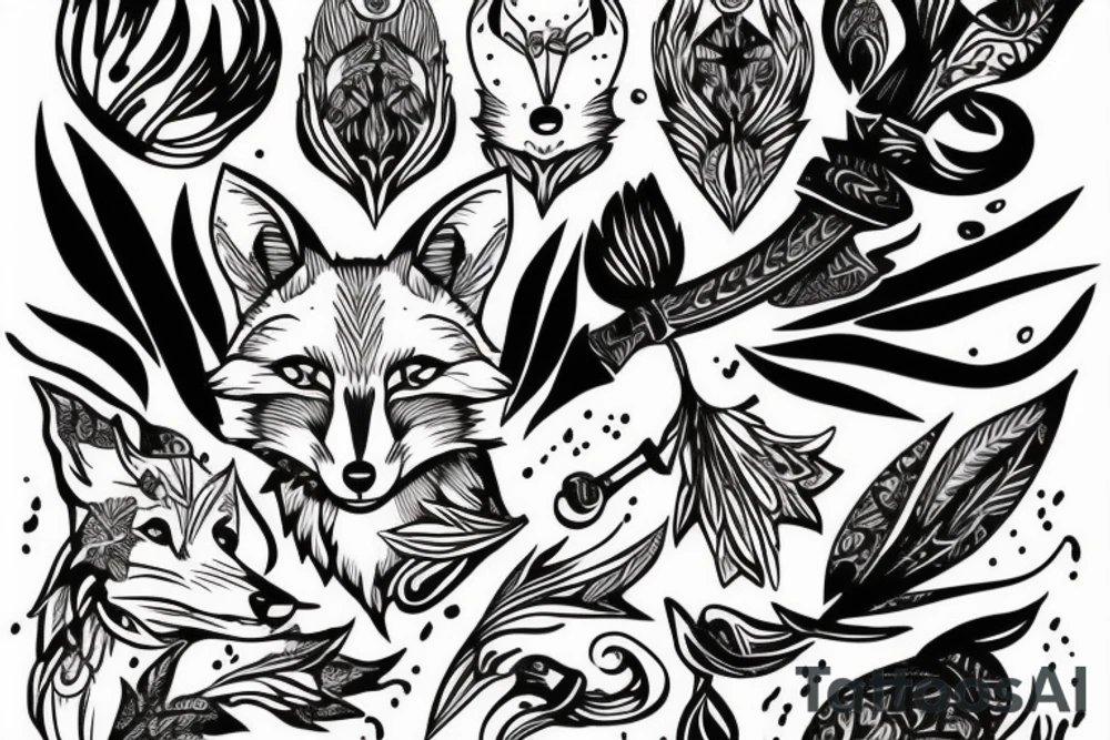 Fox with a knife tattoo idea