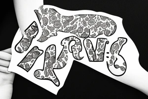 cat paw with the initials A P R M tattoo idea