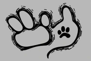 minimalistic cat paw using the initials A P M R tattoo idea