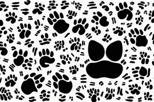 minimalistic cat paw using the initials A P M R tattoo idea
