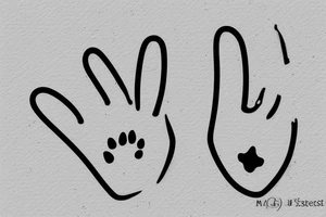 minimalistic cat paw using the initials A,P,M and R as replacement for the paw tattoo idea