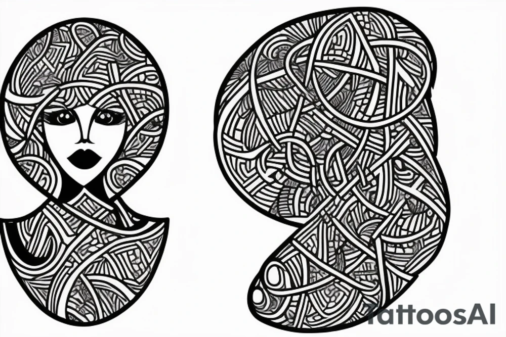 a woman created from a circuit tattoo idea