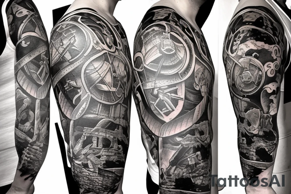 an Ai in front of a lighthouse tattoo idea