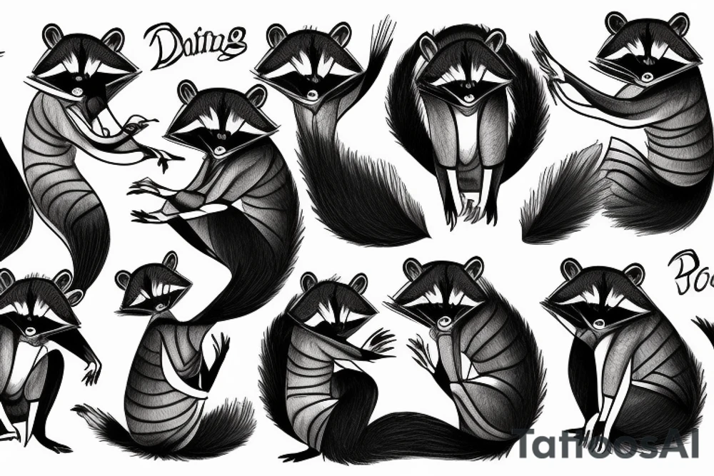 Dancing racoon tattoo idea