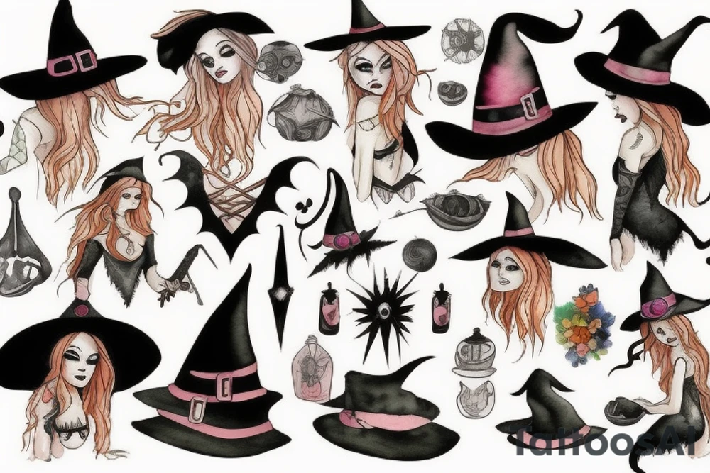 sexy witch tattoo idea