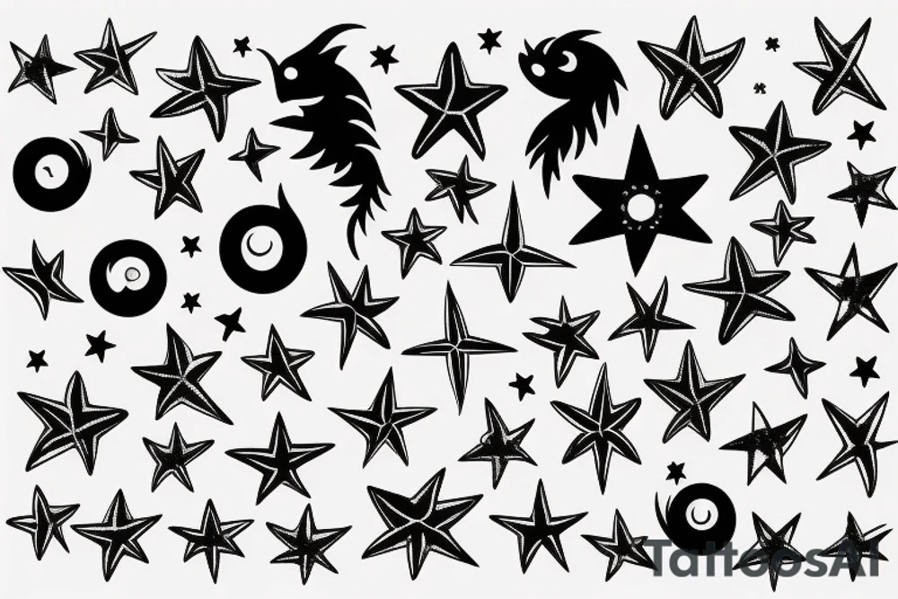 fish and stars celestial tattoo idea