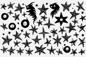 fish and stars celestial tattoo idea