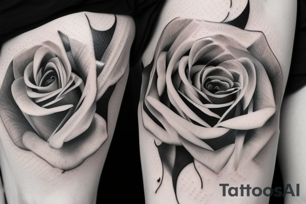 rose in fine line tattoo idea