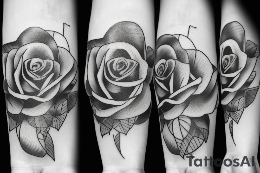rose in fine line tattoo idea