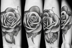 rose in fine line tattoo idea