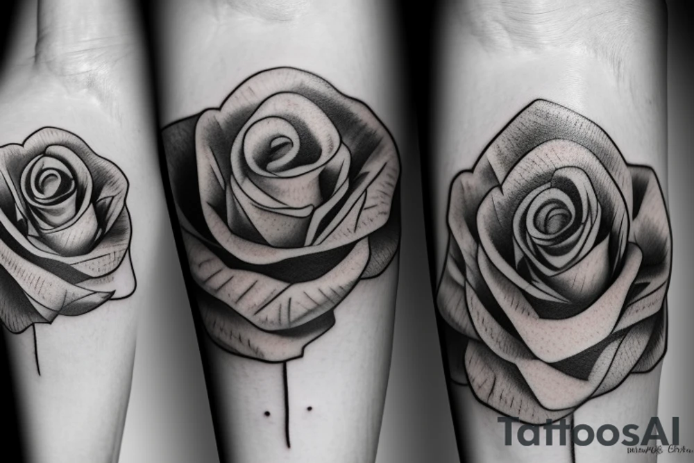 small rose in fine line tattoo idea