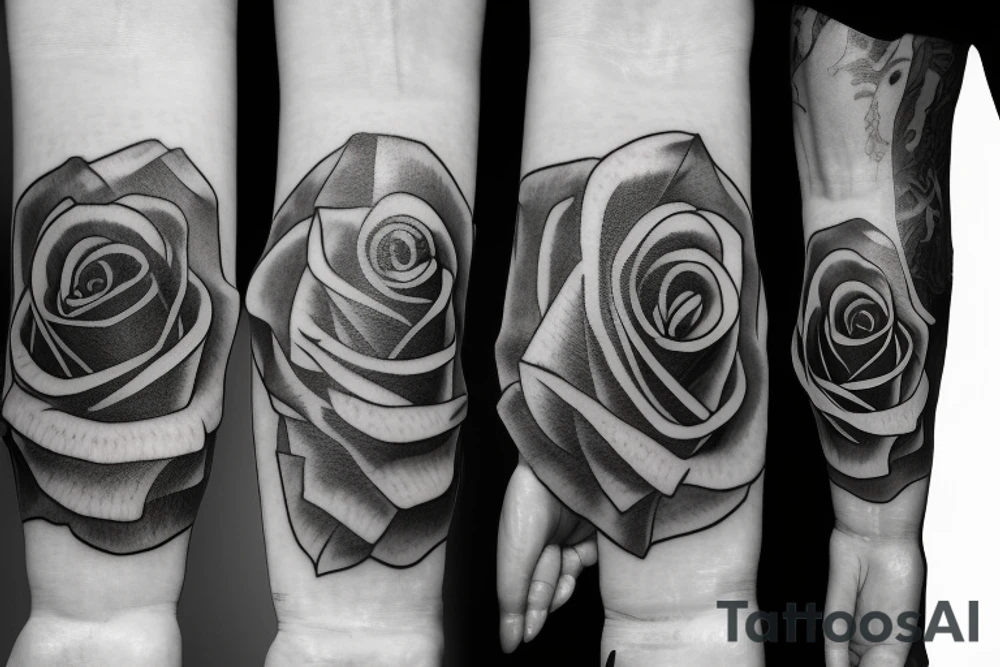 small rose in fine line tattoo idea