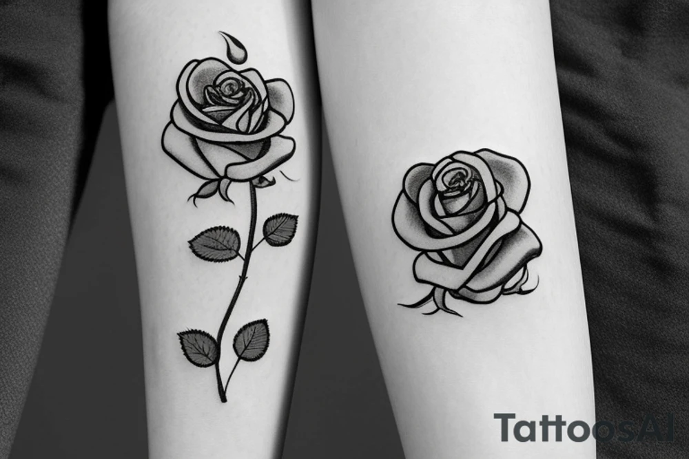 small rose in fine line with the stem making a letter P tattoo idea small rose in fine line with the stem making a letter P tattoo idea
