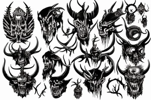 Demon with bloody horns tattoo idea