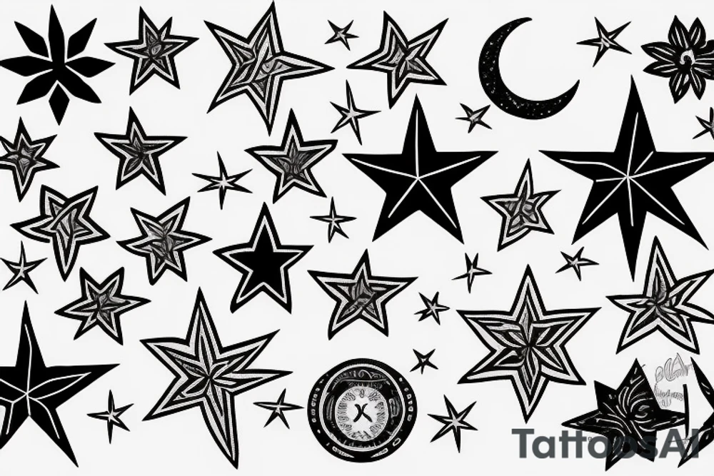 Whites stars over black tattoo idea