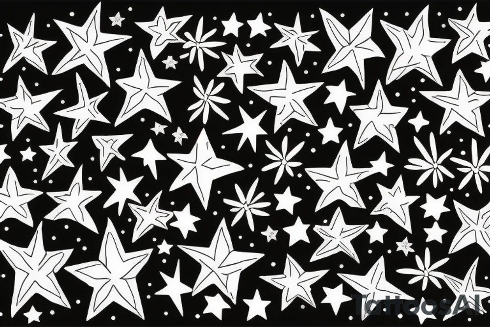 Whites stars in the sky over black tattoo idea