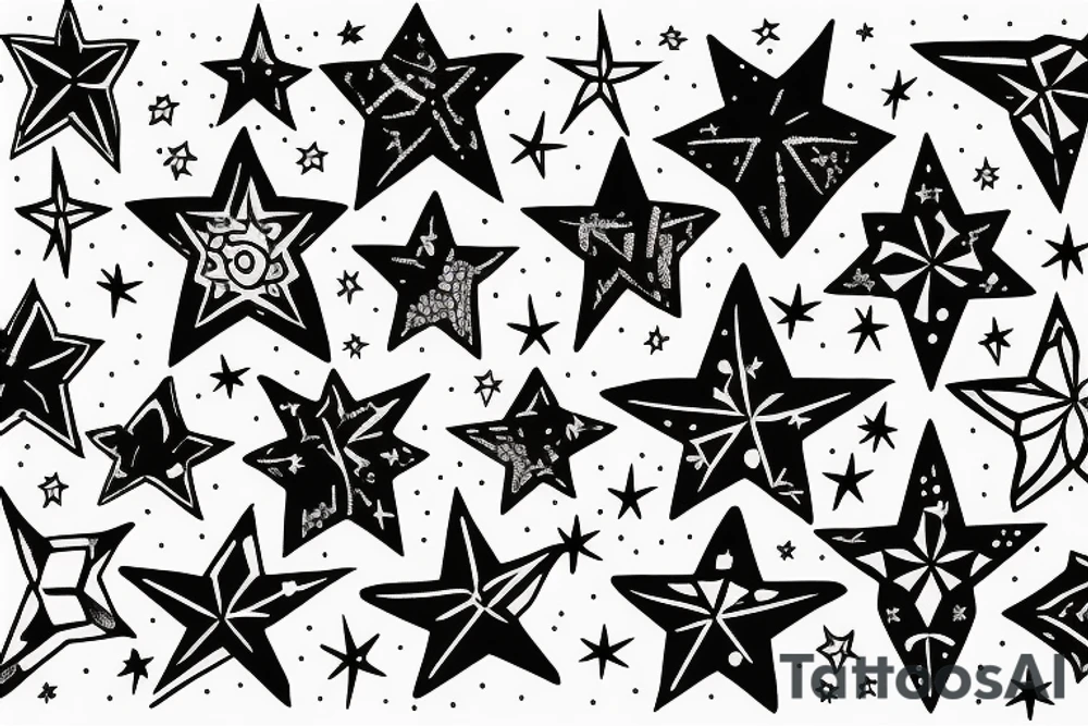 Whites stars in the sky over black tattoo idea
