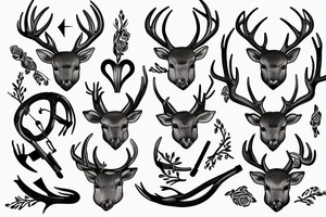 A lyre instrument made of deer antlers tattoo idea