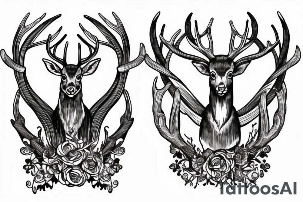 A lyre instrument made of deer antlers tattoo idea