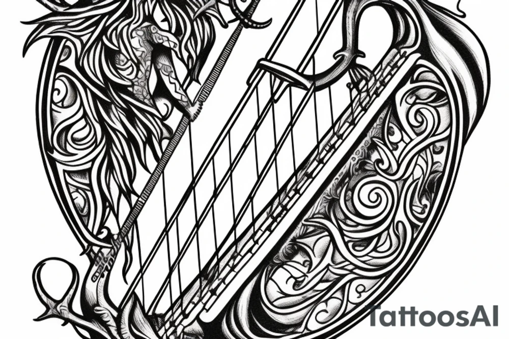 A harp made of  antlers tattoo idea