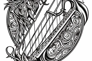 A harp made of  antlers tattoo idea