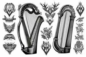 A harp made of  antlers tattoo idea
