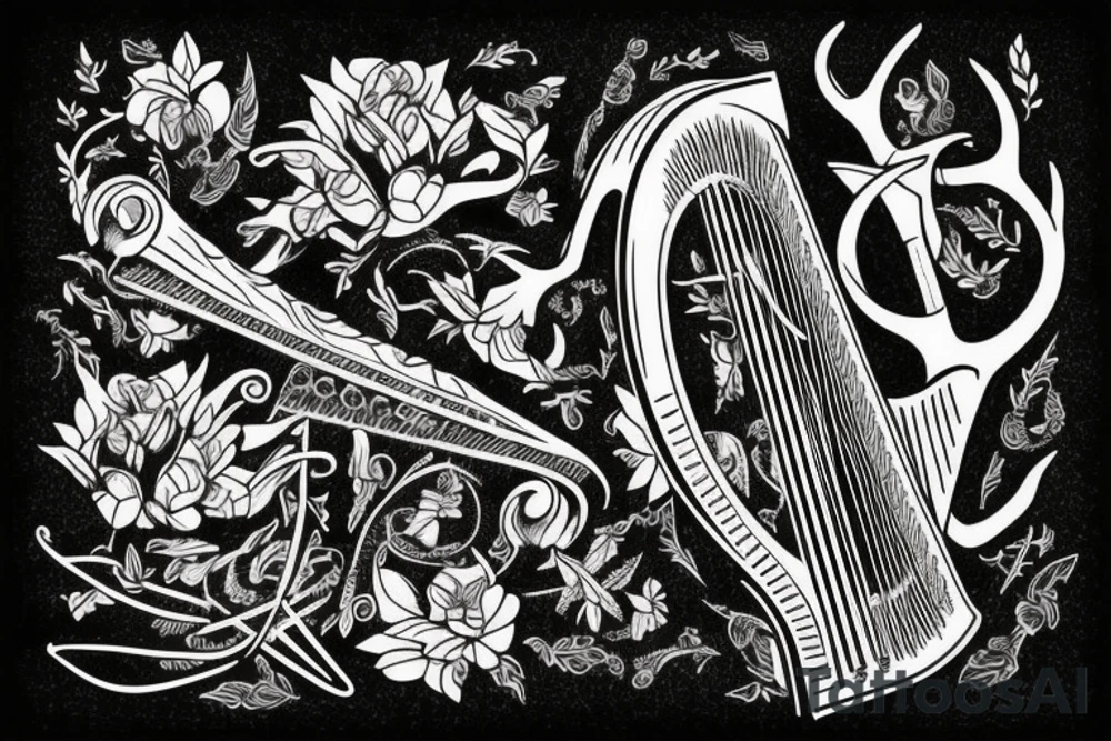 A harp made of antlers tattoo idea
