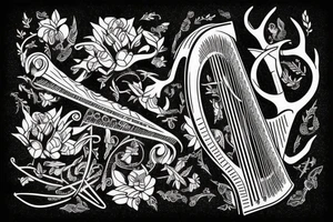 A harp made of antlers tattoo idea
