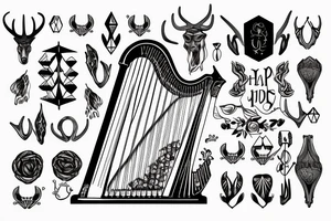 A harp made of antlers tattoo idea