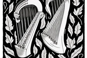 A harp made out of female deer antlers tattoo idea
