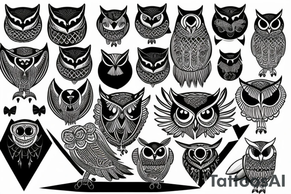 Owl with rossry tattoo idea