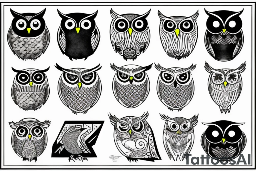 Owl with rossry tattoo idea