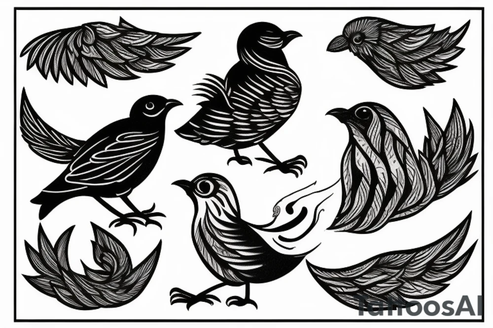 Bird and fire tattoo idea