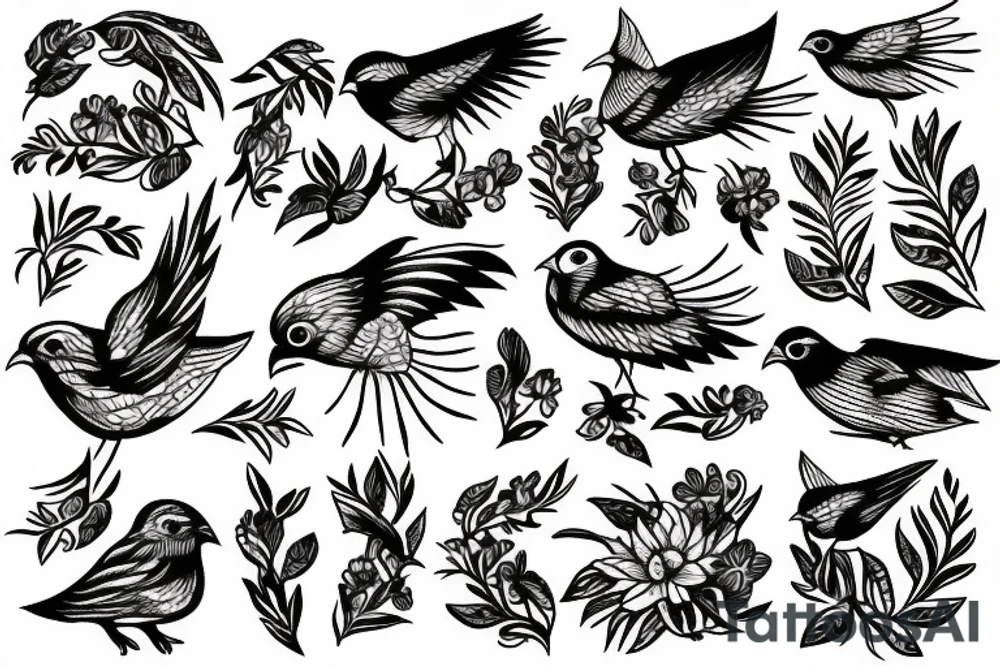 Bird and fire tattoo idea