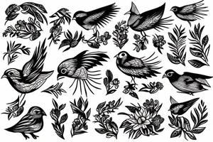 Bird and fire tattoo idea
