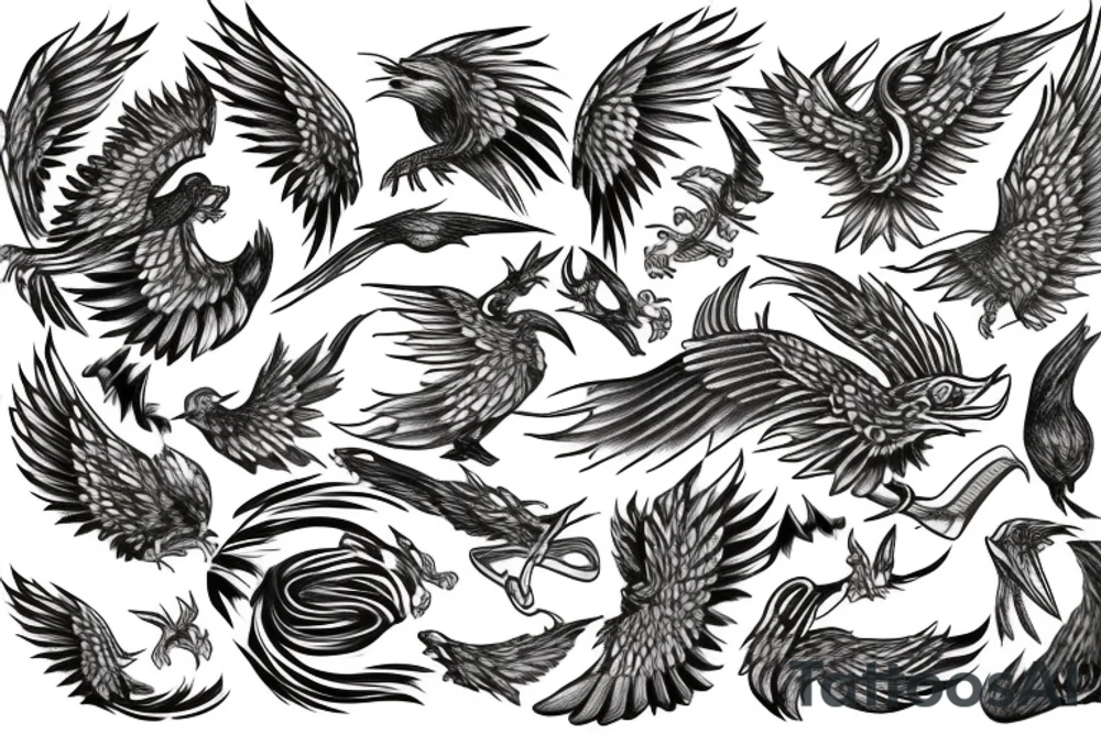 Fire bird tattoo idea