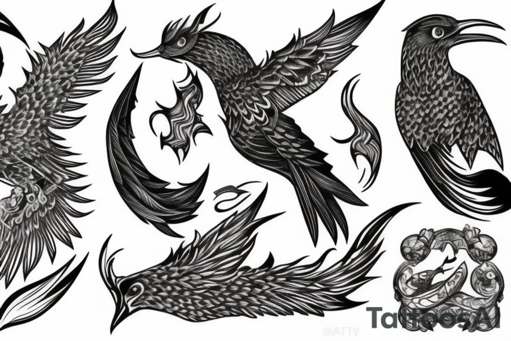 Fire bird tattoo idea