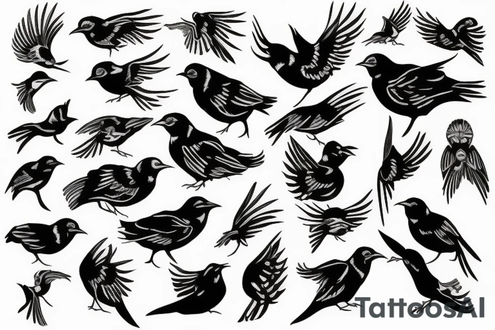 Black bird and fire tattoo idea