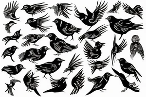 Black bird and fire tattoo idea