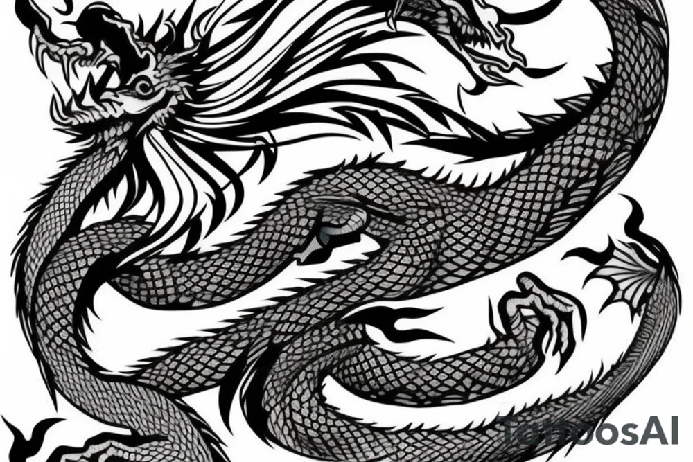 A dragon tattoo that will cover forearm and will turn around the arm. tattoo idea